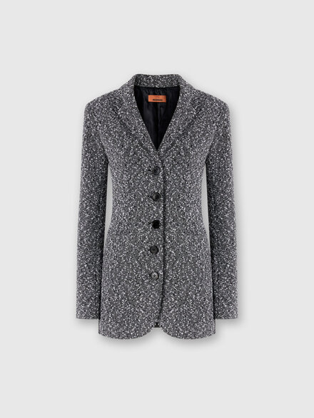 Blazer lungo in misto cotone mélange, Nero & Bianco - DS24WF0BBT008FM9047