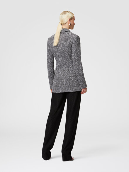 Blazer long en coton mélangé, Noir & Blanc - DS24WF0BBT008FM9047