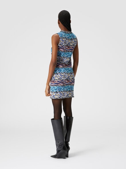 Minivestido sin mangas de lana y algodón con motivo de ondas, Multicolor  - DS24WG0MBK038ESM9F0