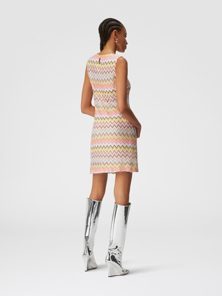 Sleeveless zig zag viscose mini-dress, Multicoloured  - DS24WG0WBR00YES01CM