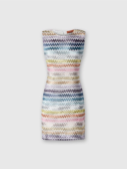 Sleeveless mini-dress in zig zag lamé viscose, Multicoloured  - DS24WG0WBR00YFSM9EP