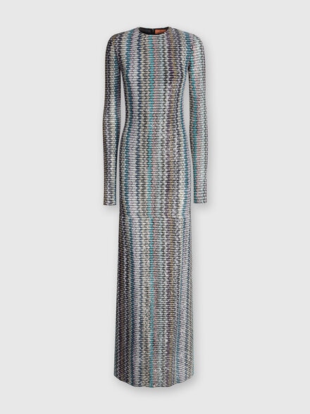 Langes Kleid mit Pailletten und Cut-Out-Detail, Mehrfarbig  - DS24WG1EBC004MSM9EL