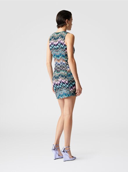Sleeveless mini-dress in wool and cotton, Multicoloured  - DS24WG1JBC004PSM9FA
