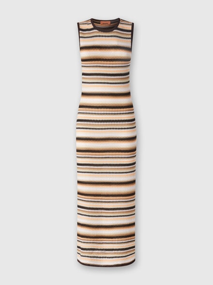 Sleeveless midi dress in striped wool and viscose, Multicoloured  - DS24WG1WBK039XSM9GH