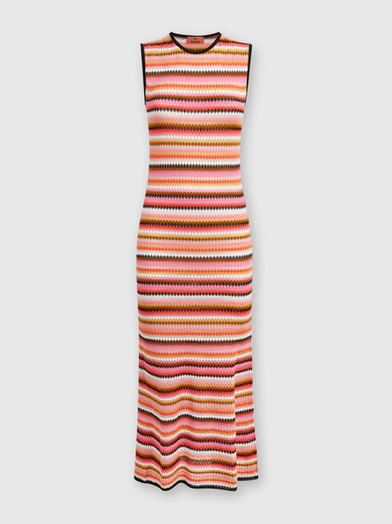 Sleeveless midi dress in striped wool and viscose, Multicoloured  - DS24WG1WBK039XSM9GI