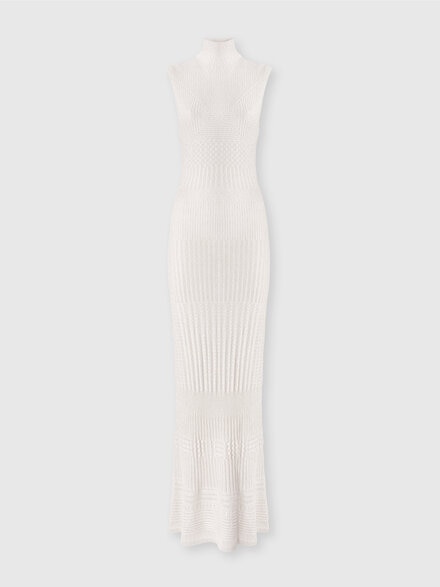 Long sleeveless dress with bare back, White & Gold - DS24WG1ZBK036XS01CT
