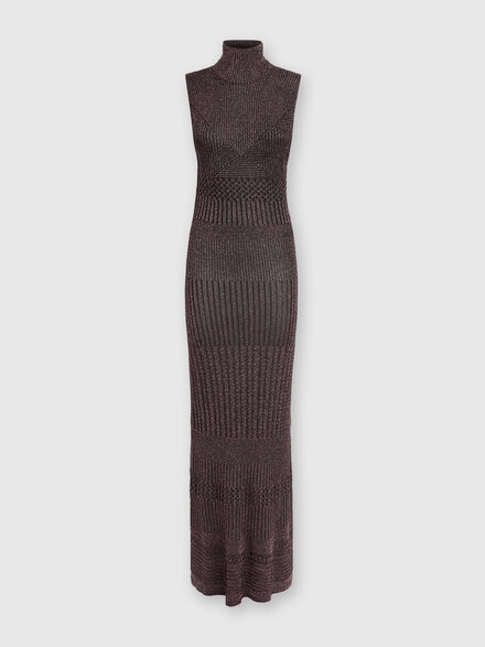 Long sleeveless dress with bare back, Black & Multicoloured  - DS24WG1ZBK036XS91KA