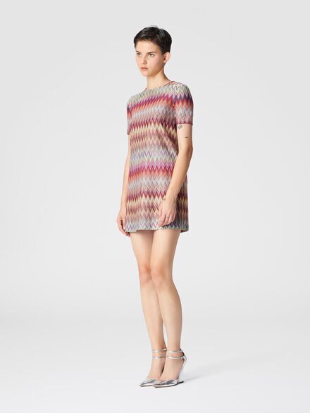 Short knitted lace turtleneck dress, Multicoloured  - DS24WG29BR012CSM9OH