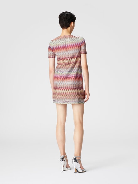 Short knitted lace turtleneck dress, Multicoloured  - DS24WG29BR012CSM9OH