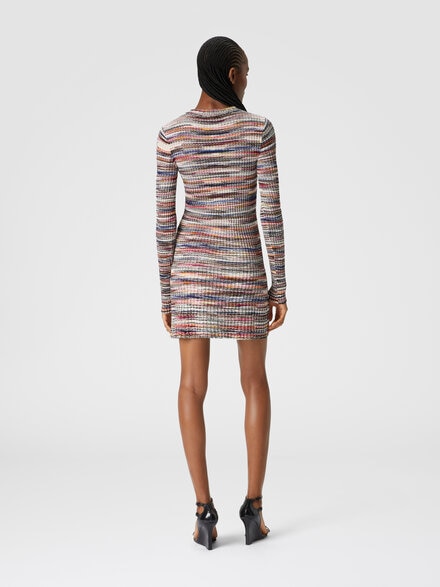 Ribbed wool and viscose slub mini-dress, Multicoloured  - DS24WG2BBK040BSM9FD