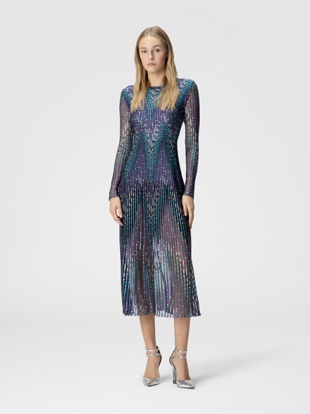 MIdi dress with partial zigzag pattern, Multicoloured  - DS24WG2CBK037ESM9G4