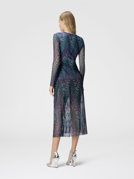 MIdi dress with partial zigzag pattern, Multicoloured  - DS24WG2CBK037ESM9G4