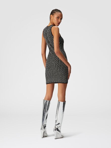 Minivestido en zigzag sin mangas con lentejuelas, Negro    - DS24WG2FBK040HS91KG