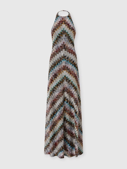 Long dress in zig zag lamé viscose blend, Multicoloured  - DS24WG2IBR010GSM9JR