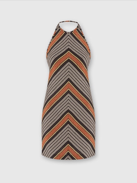 Mini-dress with lamé striped halter neckline, Multicoloured  - DS24WG3ABR00Z9SM9J0