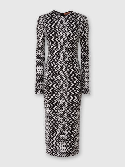 Zigzag wool and viscose midi dress, Black & White - DS24WG3BBR00ZSS91LG