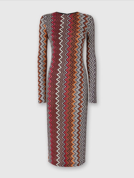 Viscose and wool zigzag midi dress, Multicoloured  - DS24WG3BBR010DSM9IY