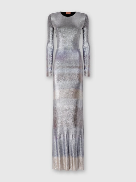 Long dress in slub viscose, Multicoloured  - DS24WG44BK0041SM9OS