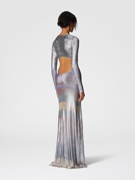 Long dress in slub viscose, Multicoloured  - DS24WG44BK0041SM9OS