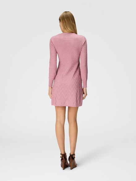 Kurz geschnittenes A-Linien-Kleid mit langen Ärmeln, Rosa   - DS24WG48BK01B7L3047
