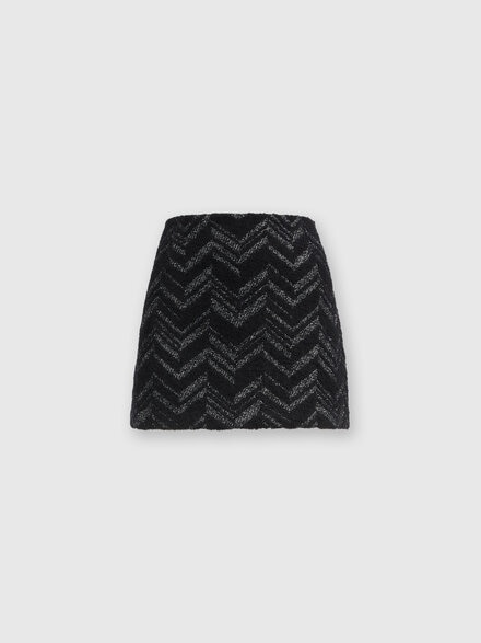 Minigonna bouclé con motivo chevron lamé, Nero &  Multicolore  - DS24WH0EBW00T5S91KD