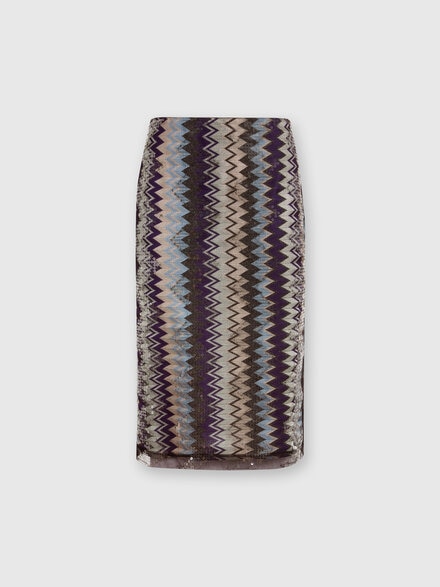 Falda midi de tubo de tul en zig zag con lentejuelas, Multicolor  - DS24WH0GBV00FJSM9FL