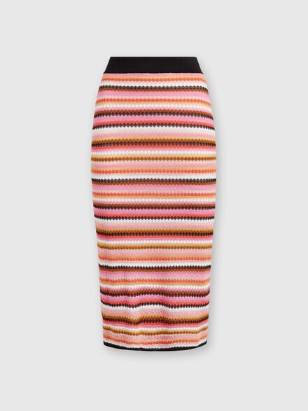 Zigzag cotton and viscose midi skirt, Multicoloured  - DS24WH0IBK039XSM9GI