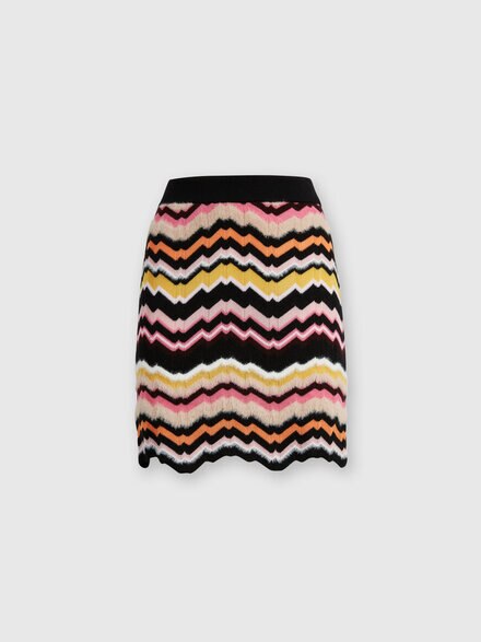 Mini skirt with zigzag Greek motif, Multicoloured  - DS24WH0KBK036WSM9FP