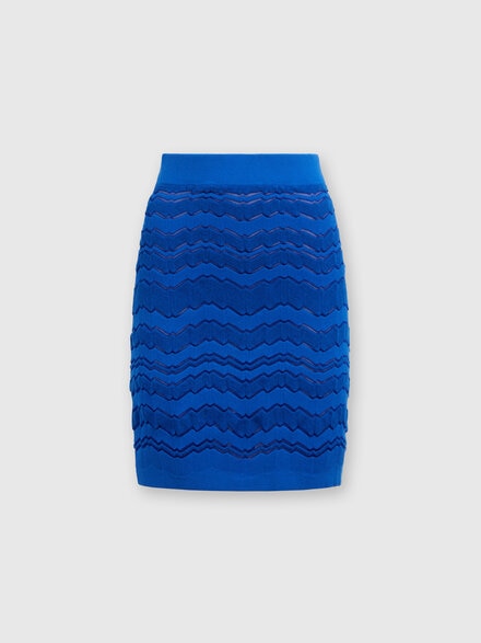 Tone-on-tone zigzag miniskirt, Blue - DS24WH0MBK040ES72GH