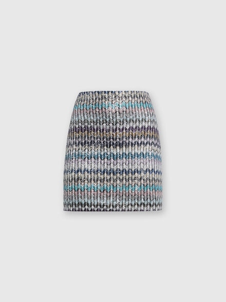 Zigzag sequined skirt, Multicoloured  - DS24WH0OBC004MSM9EL