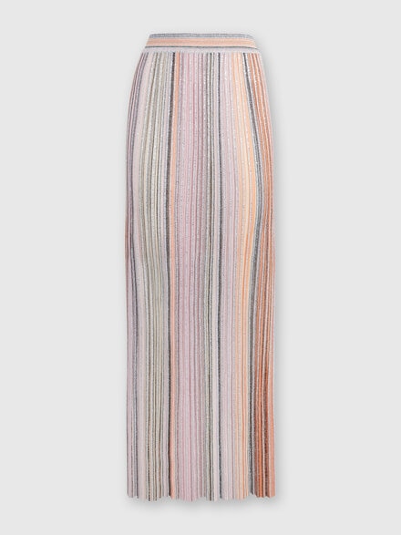 Long ribbed parted skirt with sequins, Multicoloured  - DS24WH0TBK039ESM9G8