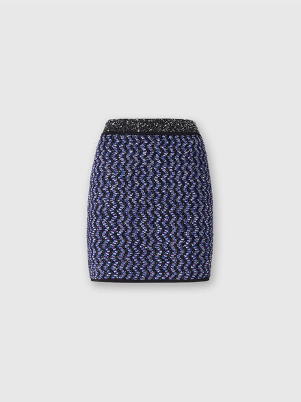 Minijupe avec zigzag gaufré lamé, Noir    - DS24WH0UBK040HS72GK