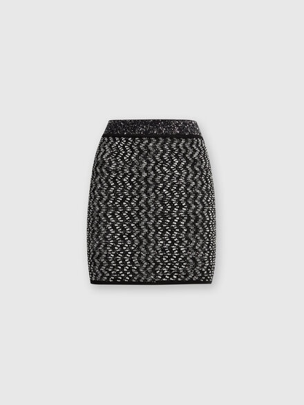 Minijupe avec zigzag gaufré lamé, Noir    - DS24WH0UBK040HS91KG