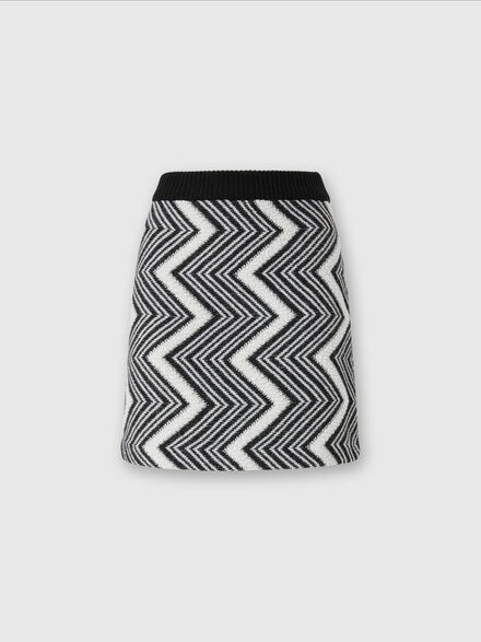 Zig zag wool miniskirt, Black & White - DS24WH1ABK041LS91LR