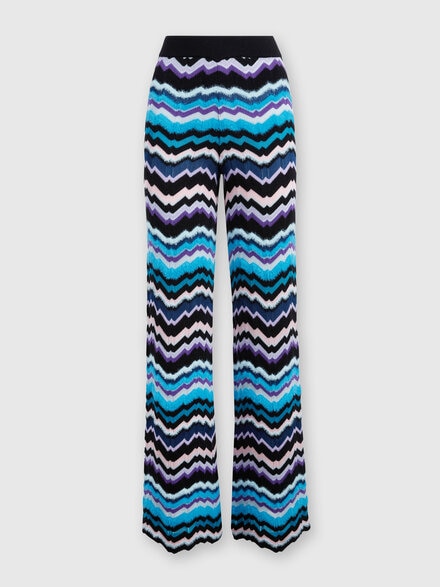 Trousers with Greek zig zag motif in viscose and wool, Multicoloured  - DS24WI01BK036WSM9FO