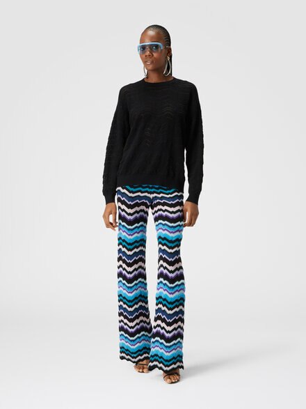 Hose mit griechischem Zick-Zack-Motiv aus Viskose und Wolle, Mehrfarbig  - DS24WI01BK036WSM9FO