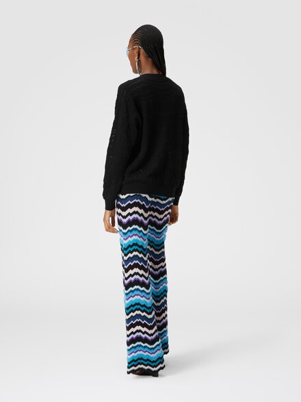 Hose mit griechischem Zick-Zack-Motiv aus Viskose und Wolle, Mehrfarbig  - DS24WI01BK036WSM9FO