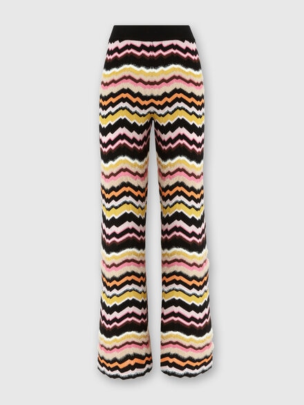 Trousers with Greek zig zag motif in viscose and wool, Multicoloured  - DS24WI01BK036WSM9FP