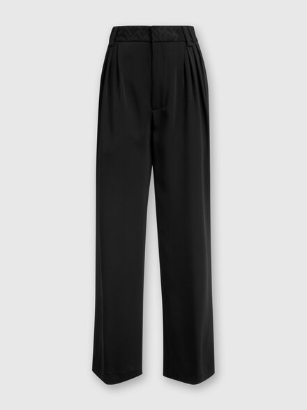 Classic viscose trousers with chevron insert, Black    - DS24WI03BV00F393911