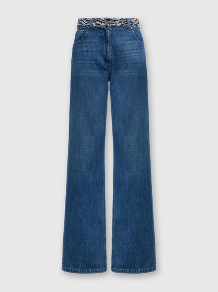 Five denim pockets with knit insert, Denim Blue - DS24WI09BW00TOS72GE