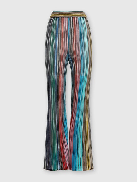 Slub ribbed knit trousers with sequins, Multicoloured  - DS24WI0BBK038MSM9EW