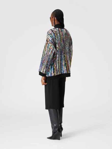 Classic viscose Bermuda shorts with chevron insert, Black    - DS24WI0CBV00F393911