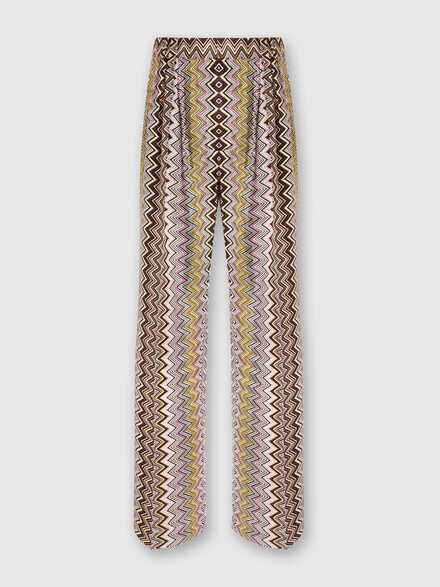 Zig zag viscose trousers with pleats, Multicoloured  - DS24WI0EBR00YESM9EJ