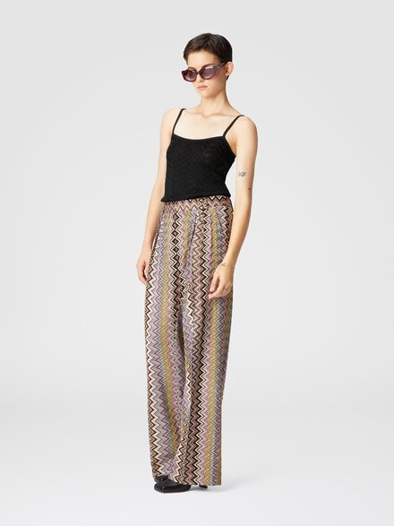 Zig zag viscose trousers with pleats, Multicoloured  - DS24WI0EBR00YESM9EJ