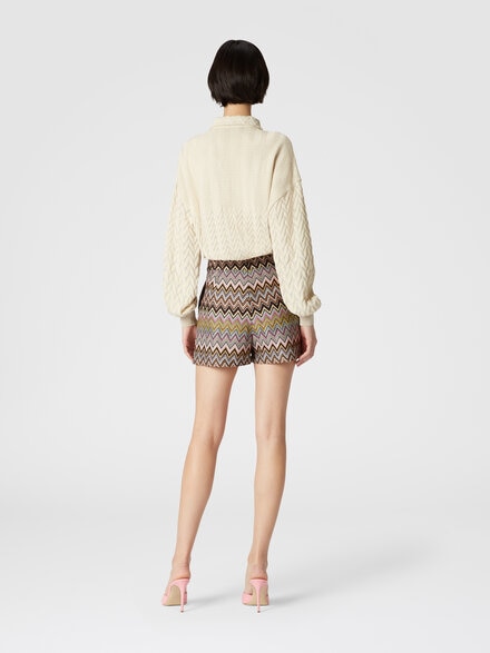 Zick-Zack-Shorts aus Viskose, Mehrfarbig  - DS24WI0FBR00YESM9EJ