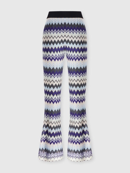 Pantalón acampanado de viscosa lamé en zig zag, Multicolor  - DS24WI0JBR00YGSM9FK