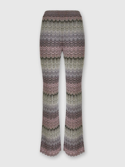 Straight trousers with glare-patterned zig zag lamé, Multicoloured  - DS24WI0SBK039ISM9G5