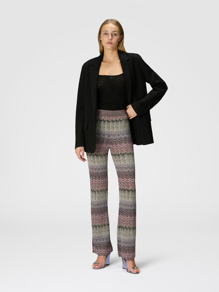 Straight trousers with glare-patterned zig zag lamé, Multicoloured  - DS24WI0SBK039ISM9G5