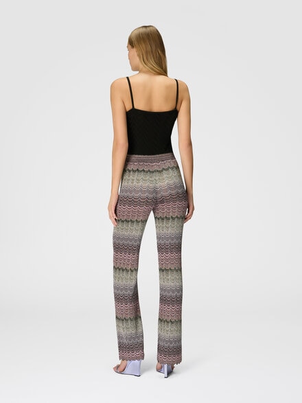 Straight trousers with glare-patterned zig zag lamé, Multicoloured  - DS24WI0SBK039ISM9G5
