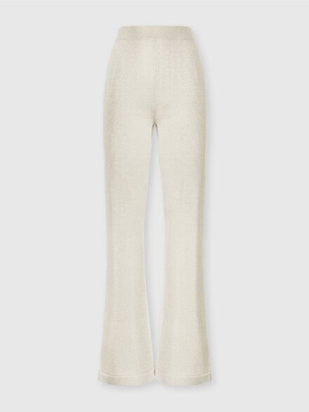 Glitter-effect viscose straight trousers, White & Gold - DS24WI0TBK039JS01CU